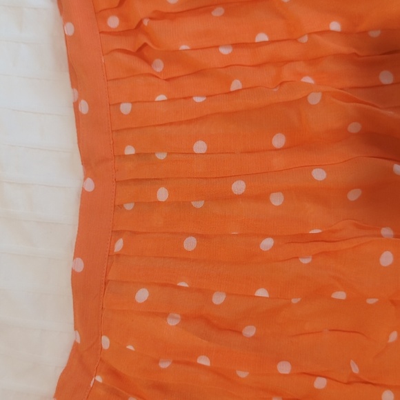 Coral, polka dot, knee length J Crew skirt, size 8 - Picture 2 of 5